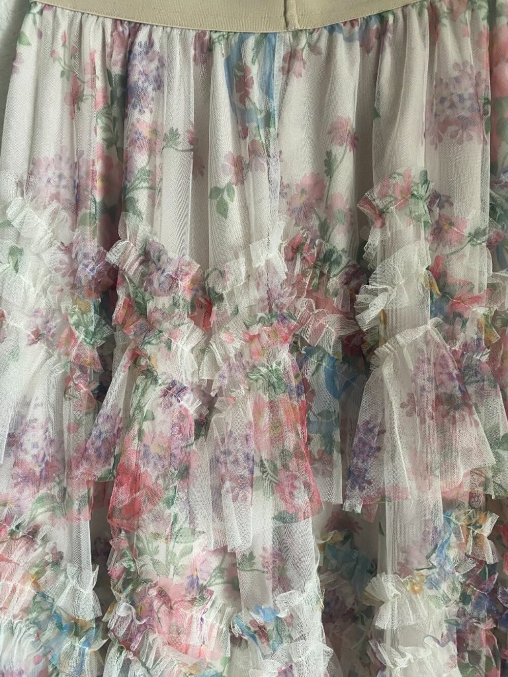 Oak + Fort Watercolor Cottagecore Tiered Mesh Floral Skirt Size Small - Picture 5 of 8